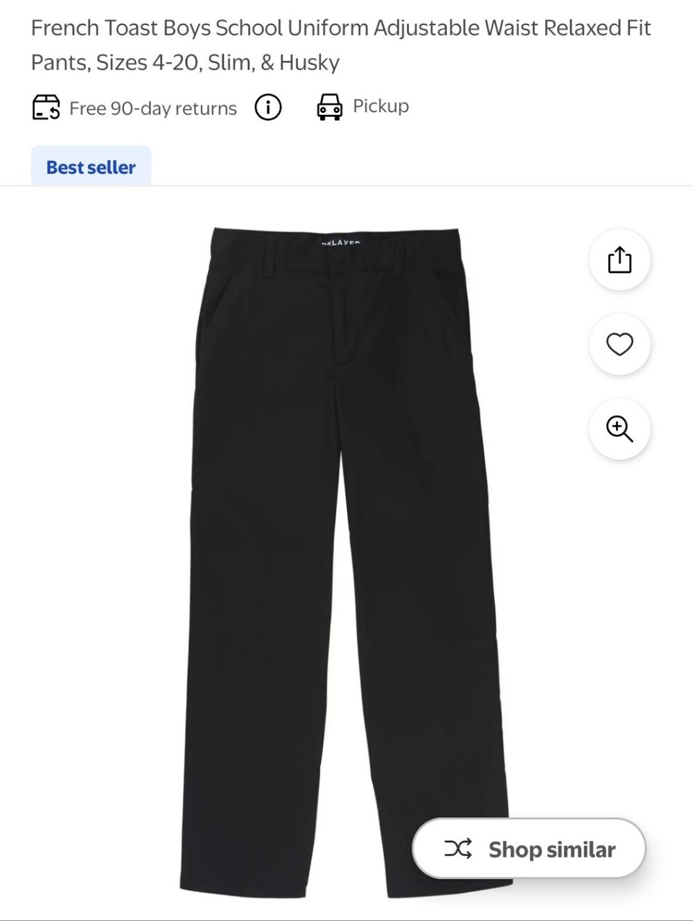 3 French Toast Black Boys' School Uniform Chinos